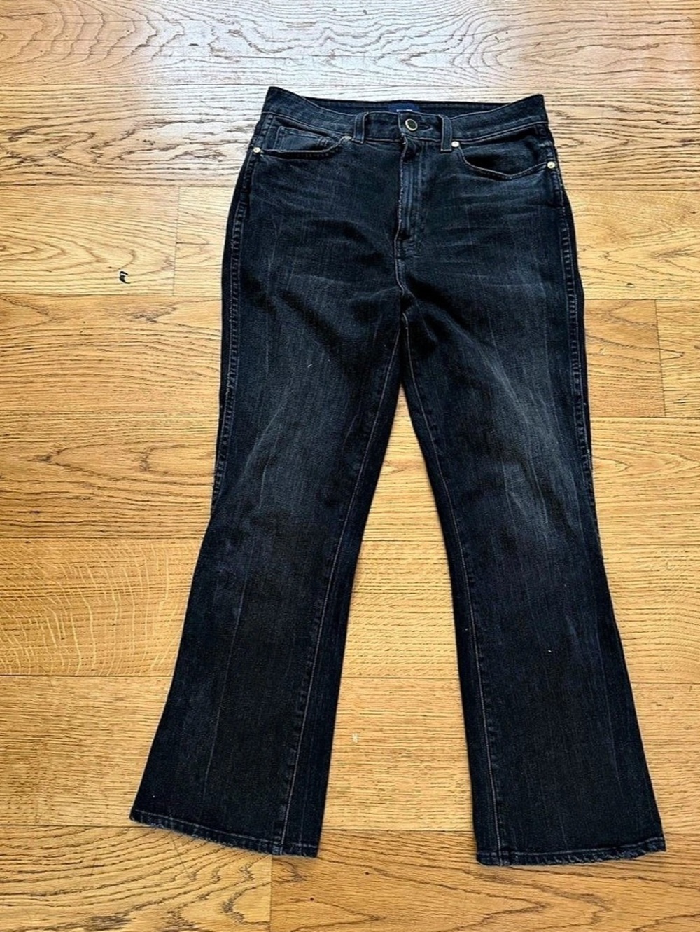 KHAITE Benny Crop Flare Jeans Skinny Black Waist 28